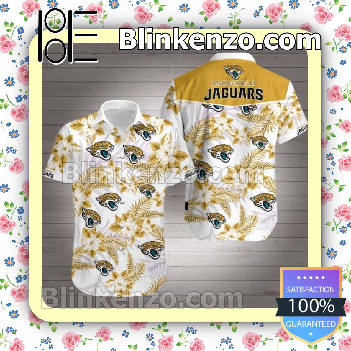 Jacksonville Jaguars Yellow Tropical Floral White Summer Shirts