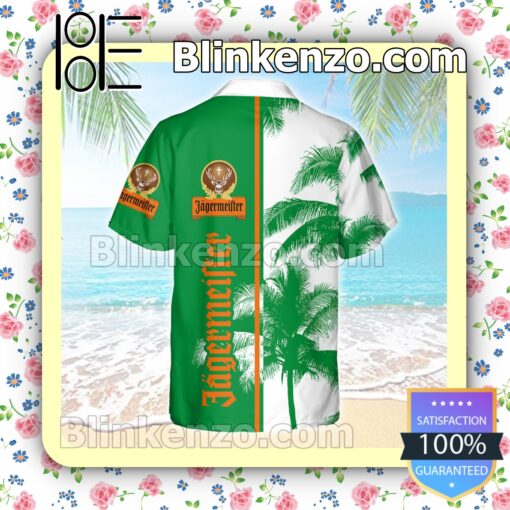 Jagermeister Palm Tree White Green Summer Hawaiian Shirt b