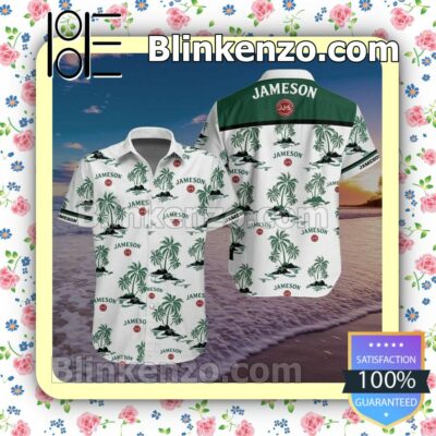 Jameson Green Palm Tree White Summer Shirts