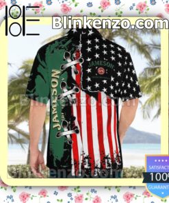 Jameson Irish Whiskey American Flag Color Summer Hawaiian Shirt c