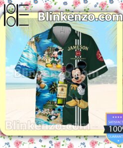 Jameson Irish Whiskey Mickey Mouse Green Summer Hawaiian Shirt a
