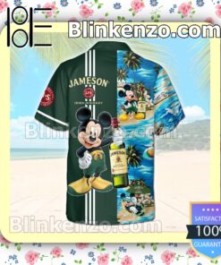 Jameson Irish Whiskey Mickey Mouse Green Summer Hawaiian Shirt b