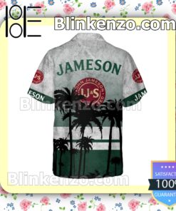 Jameson Irish Whiskey Palm Tree White Green Summer Hawaiian Shirt b