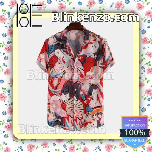 Japanese Geisha Print Summer Shirts