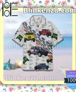 Jeep Unisex White Summer Hawaiian Shirt, Mens Shorts a