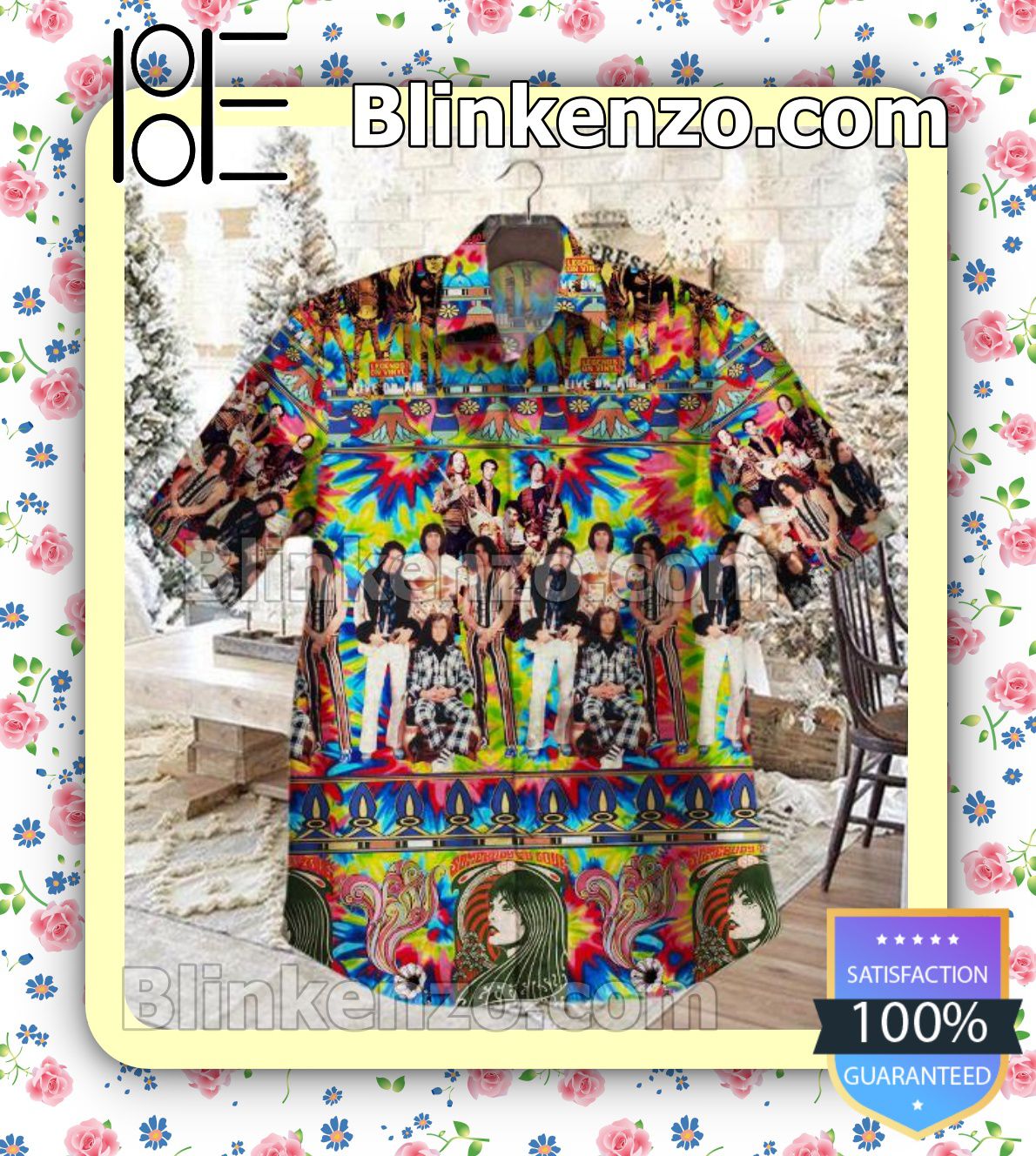 Jefferson Airplane Psychedelic Rainbow Casual Button-down Shirts