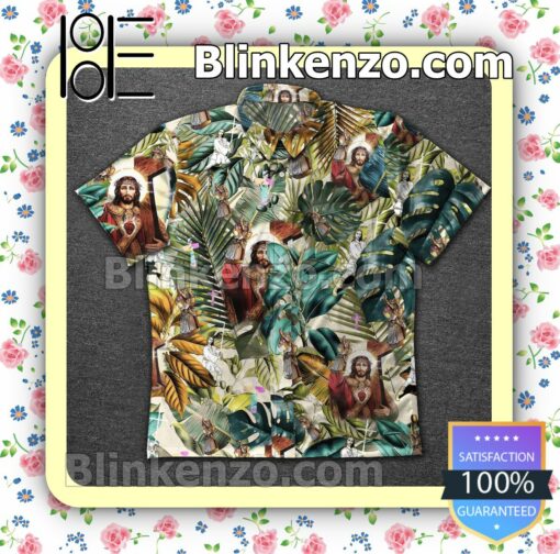 Jesus Marvel Leaf Print Summer Shirts