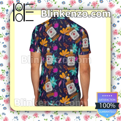 Jim Beam Bourbon Colorful Flowery Summer Hawaiian Shirt b