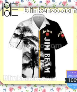 Jim Beam Palm Tree Black White Summer Hawaiian Shirt a