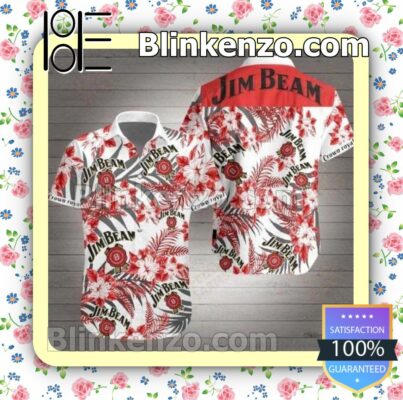 Jim Beam Red Tropical Floral White Summer Shirts