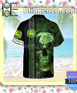 John Deere Smoky Green Skull Black Summer Hawaiian Shirt a