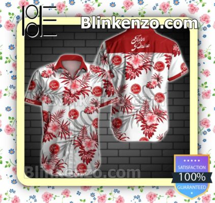 John Prine Red Tropical Floral White Summer Shirts