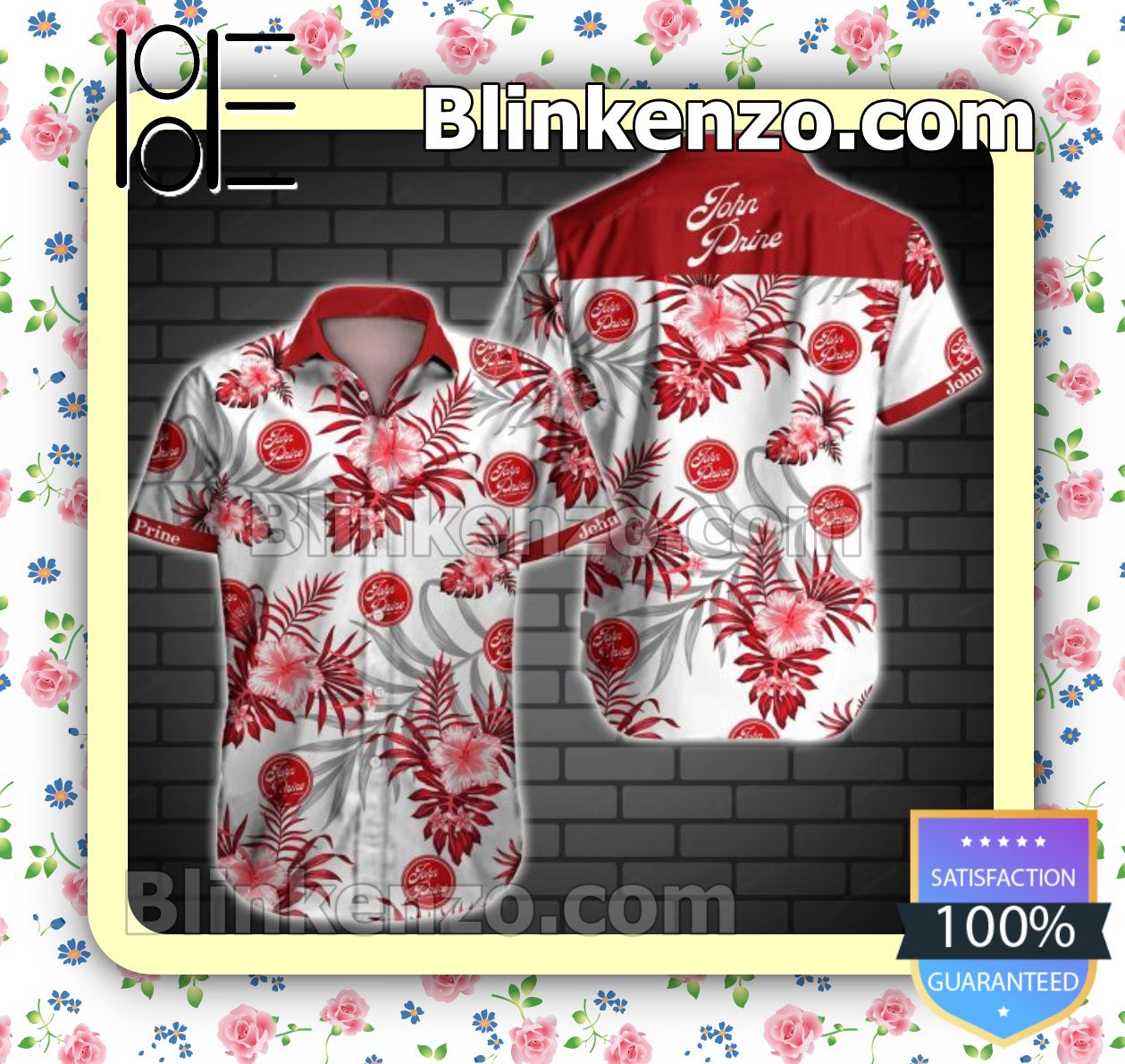 Drop Shipping John Prine Red Tropical Floral White Summer Shirts