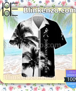 Johnnie Walker Palm Tree Black White Summer Hawaiian Shirt a