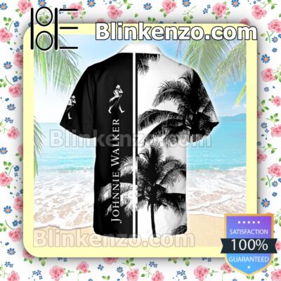 Johnnie Walker Palm Tree Black White Summer Hawaiian Shirt b