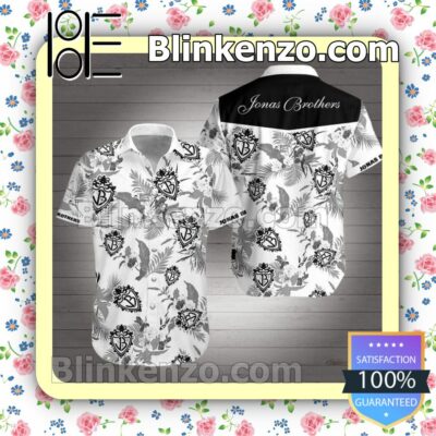 Jonas Brothers Grey Tropical Floral White Summer Shirts
