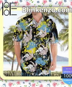 Judo Flowery Black Summer Hawaiian Shirt a