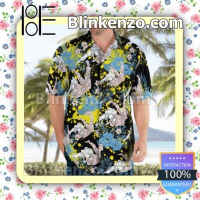 Judo Flowery Black Summer Hawaiian Shirt a