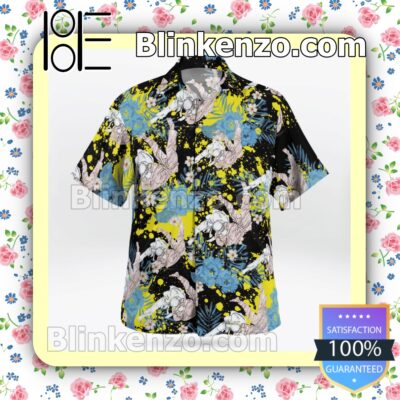 Judo Flowery Black Summer Hawaiian Shirt b