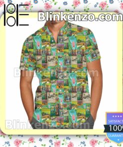 Jungle Adventureland Disney Cartoon Graphics Summer Hawaiian Shirt, Mens Shorts