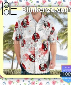 KFC Fast Food Logo Flowery White Summer Hawaiian Shirt a
