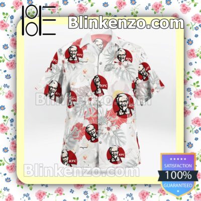 KFC Fast Food Logo Flowery White Summer Hawaiian Shirt b