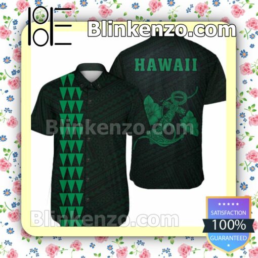 Kakau Polynesian Anchor Green Summer Shirts