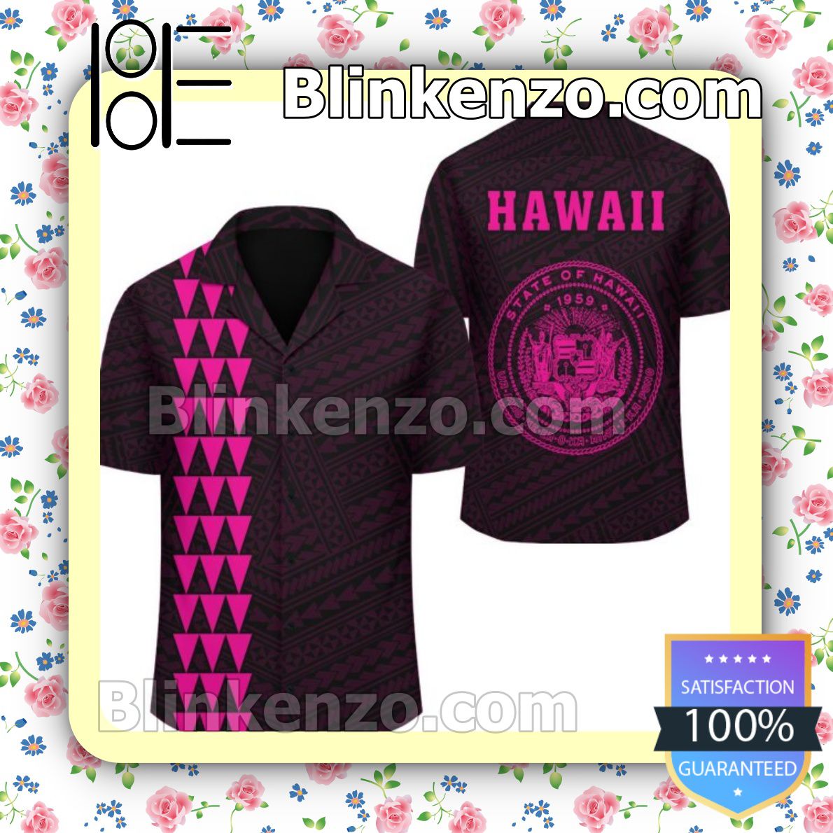 Kakau Polynesian Coat Of Arms Pink Summer Shirts