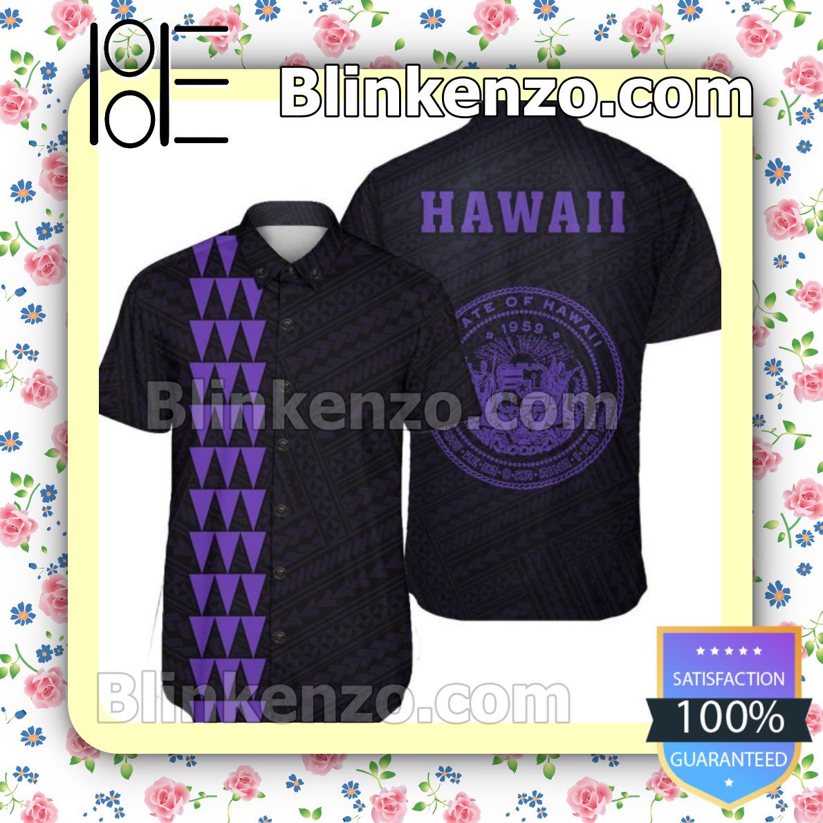 Handmade Kakau Polynesian Coat Of Arms Purple Summer Shirts