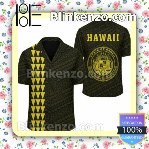 Kakau Polynesian Coat Of Arms Yellow Summer Shirts