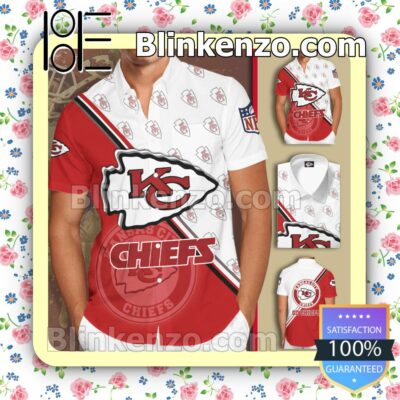 Kansas City Chiefs Logo Red White Summer Hawaiian Shirt, Mens Shorts