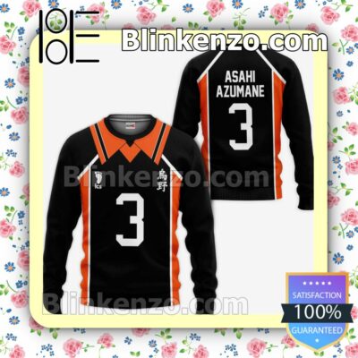 Karasuno Asahi Azumane Uniform Num 3 Haikyuu Anime Personalized T-shirt, Hoodie, Long Sleeve, Bomber Jacket a