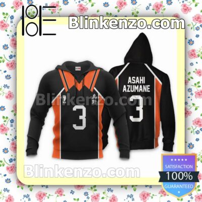 Karasuno Asahi Azumane Uniform Num 3 Haikyuu Anime Personalized T-shirt, Hoodie, Long Sleeve, Bomber Jacket c