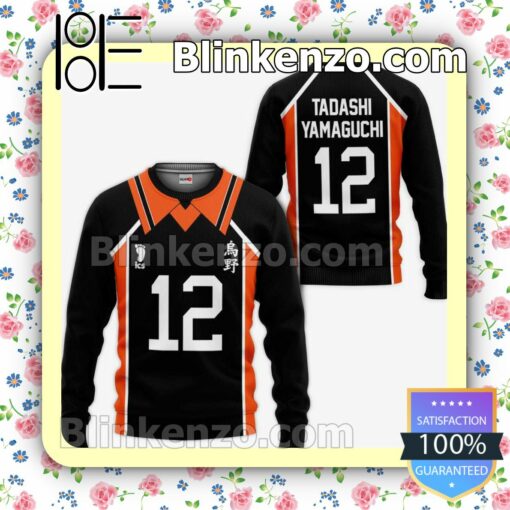 Karasuno Tadashi Yamaguchi Uniform Num 12 Haikyuu Anime Personalized T-shirt, Hoodie, Long Sleeve, Bomber Jacket a
