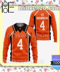 Karasuno Yuu Nishinoya Uniform Num 4 Haikyuu Anime Personalized T-shirt, Hoodie, Long Sleeve, Bomber Jacket a