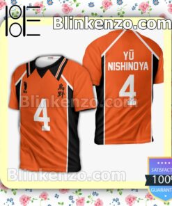 Karasuno Yuu Nishinoya Uniform Num 4 Haikyuu Anime Personalized T-shirt, Hoodie, Long Sleeve, Bomber Jacket b