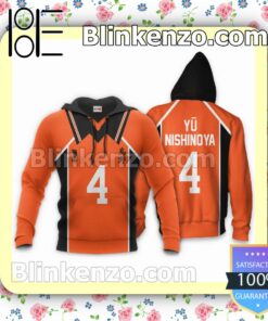 Karasuno Yuu Nishinoya Uniform Num 4 Haikyuu Anime Personalized T-shirt, Hoodie, Long Sleeve, Bomber Jacket c