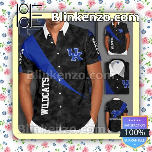 Kentucky Wildcats Camo Black Summer Hawaiian Shirt, Mens Shorts