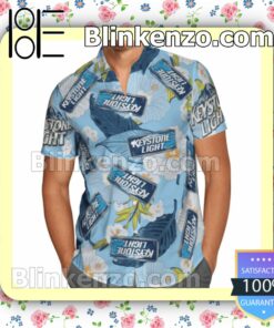 Keystone Light Blue Summer Hawaiian Shirt, Mens Shorts