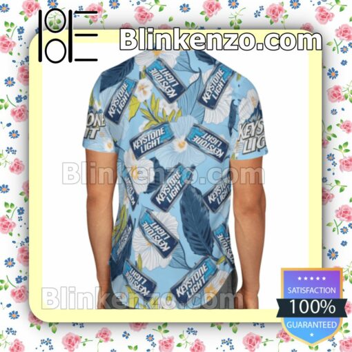 Keystone Light Blue Summer Hawaiian Shirt, Mens Shorts a