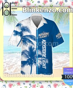 Keystone Light Tree White Blue Summer Hawaiian Shirt a