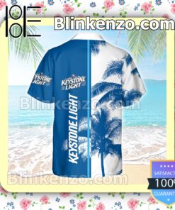 Keystone Light Tree White Blue Summer Hawaiian Shirt b