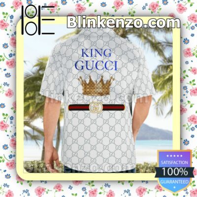 King Gucci White Monogram Luxury Beach Shirts, Swim Trunks b