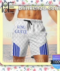 King Gucci White Monogram Luxury Beach Shirts, Swim Trunks c