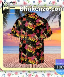Kiss Rock Band Floral Pattern Summer Hawaiian Shirt, Mens Shorts a