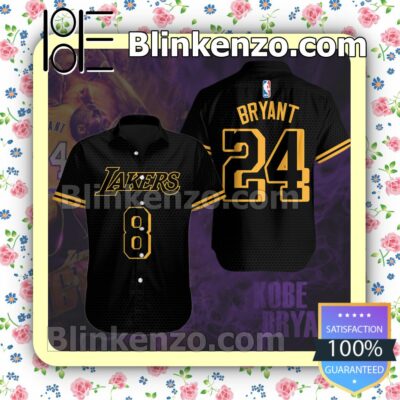 Kobe Bryant Los Angeles Lakers Black Summer Hawaiian Shirt, Mens Shorts