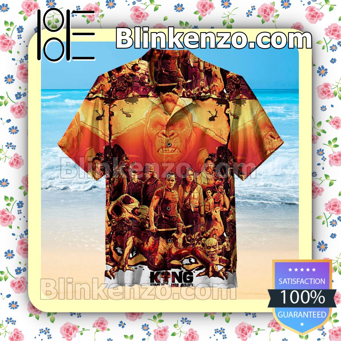 Kong Skull Island Summer Hawaiian Shirt, Mens Shorts