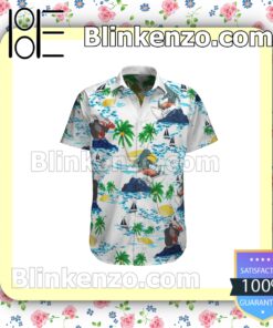 Kong vs. Godzilla Cartoon Graphics Palm Tree White Summer Hawaiian Shirt