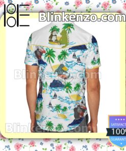 Kong vs. Godzilla Cartoon Graphics Palm Tree White Summer Hawaiian Shirt b