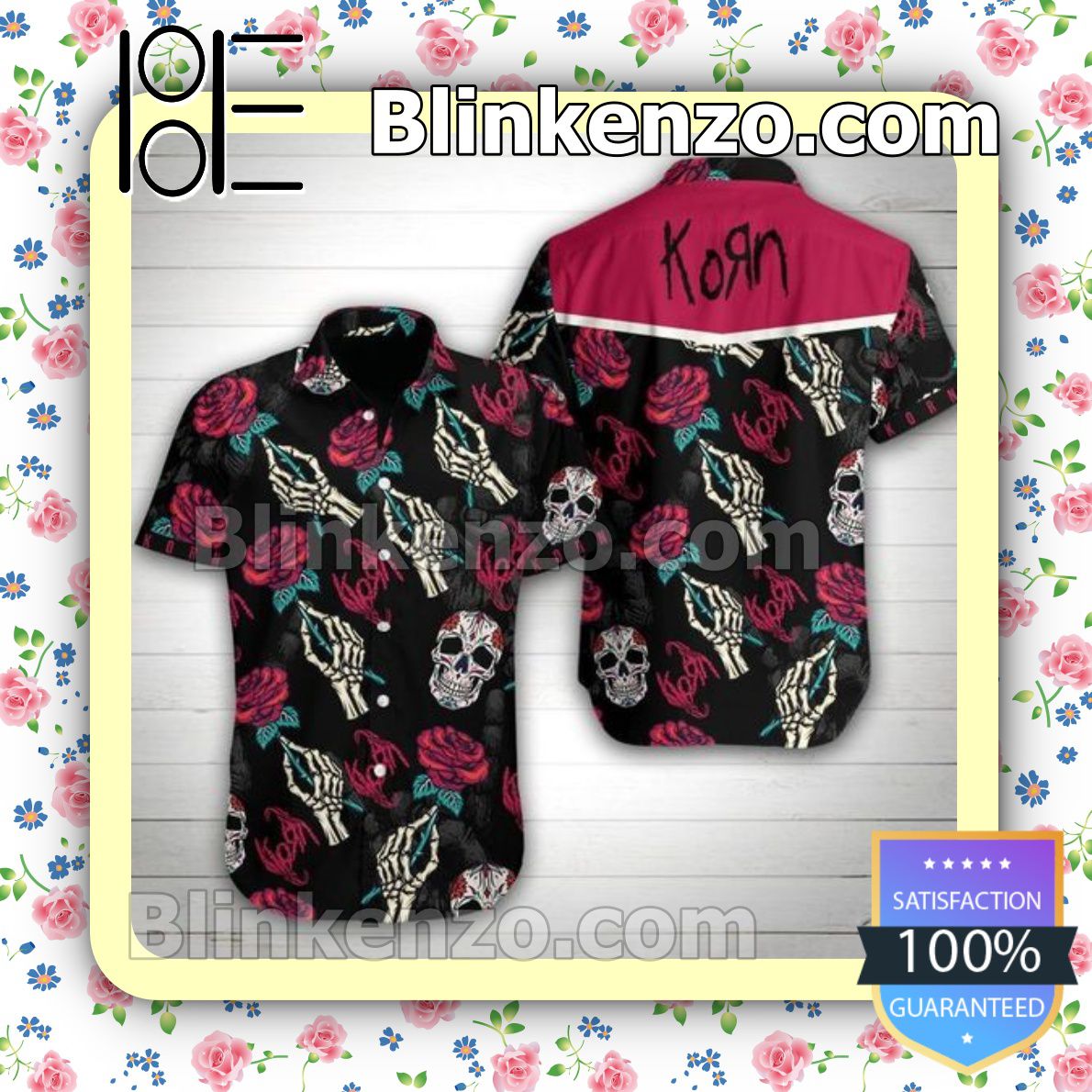 Korn Band Rose Skull Black Summer Shirts